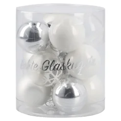 NANU-NANA 12er Set Glaskugeln 2,5 Cm, Weiß/silber/frost