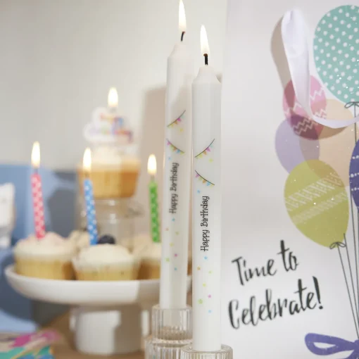 NANU-NANA 2er Set Stabkerze Geburtstag, Happy Birthday/schwarz