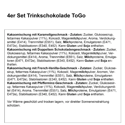 NANU-NANA 4er Set Trinkschokolade ToGo