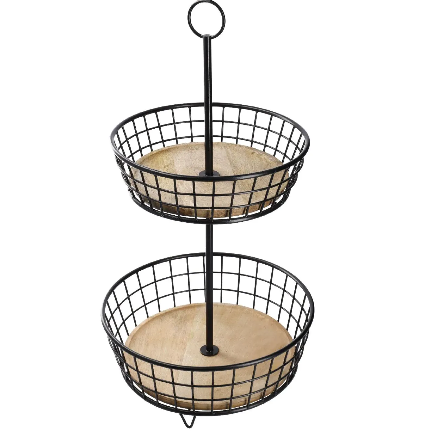 NANU-NANA Etagere Holz/Metall, 2 Körbe, Schwarz, 68 Cm