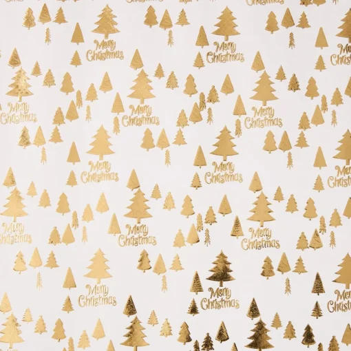 NANU-NANA Geschenkpapier Prägung, Schrift/Baum/creme, 2 M