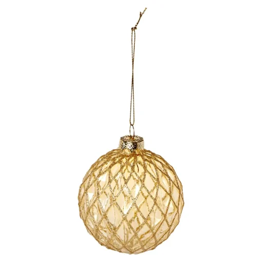 NANU-NANA Glaskugel Dekor, Rauten/gold, 8 Cm