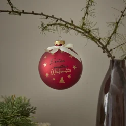 NANU-NANA Glaskugel Spruch, Einatmen/rot/matt, 10 Cm