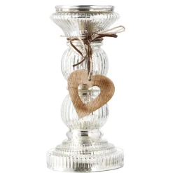 NANU-NANA Kerzenständer Herz, Silber, 23 Cm