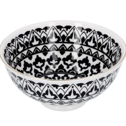 NANU-NANA Schale China, Tief, Schwarz/weiß, Goldrand, Orient