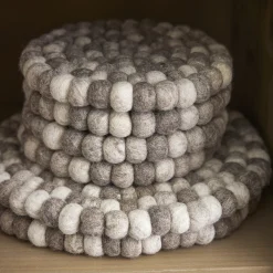 NANU-NANA Untersetzer Filzkugeln, Taupe Mix, 20 Cm