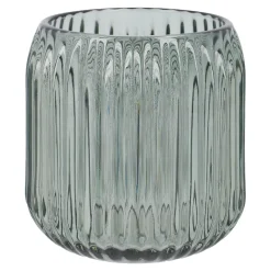 NANU-NANA Windlicht Rillen/schmal, Türkis, 8.4 X 8.6 Cm